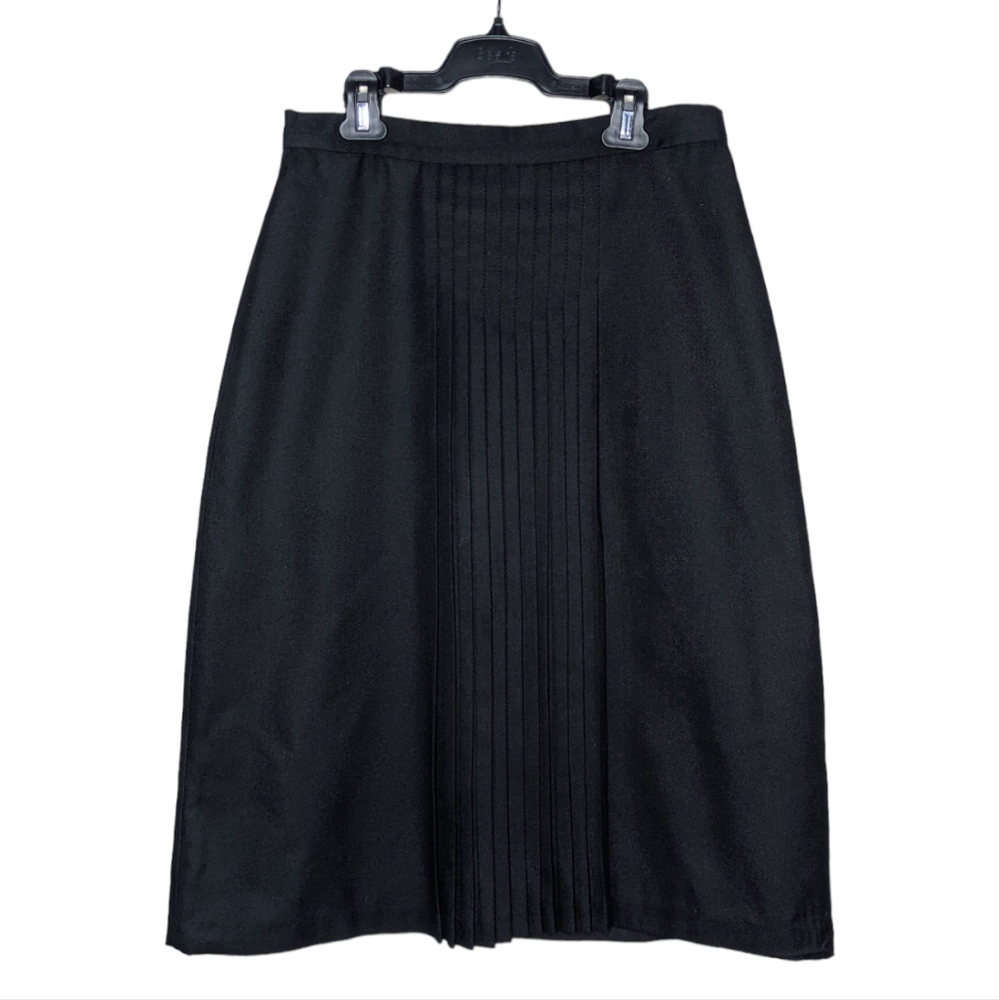 Vintage Black Mid Length Center Pleated Aline Skirt